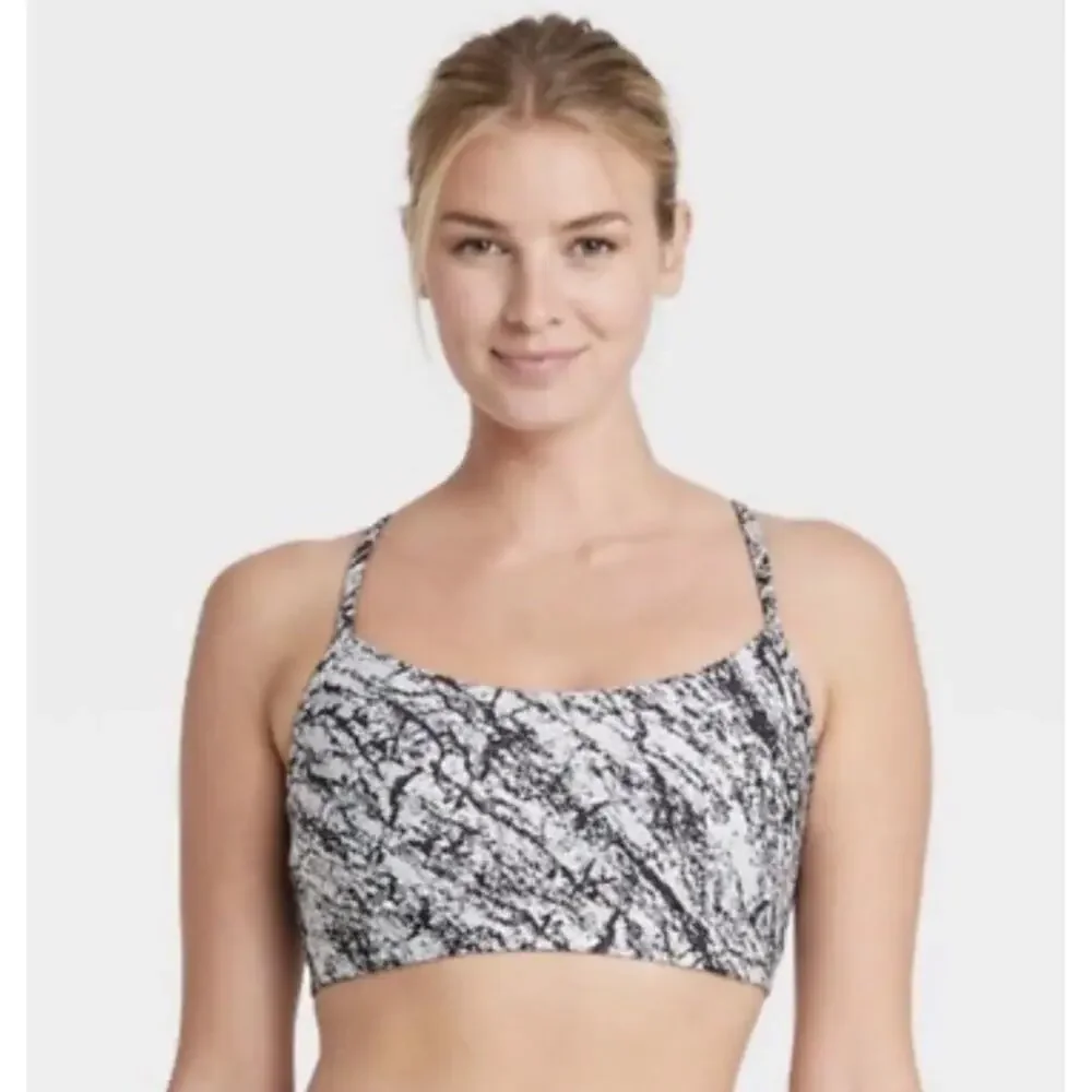 All in Motion Sports Bra Women’s Large Black Gray Marbled Medium Support